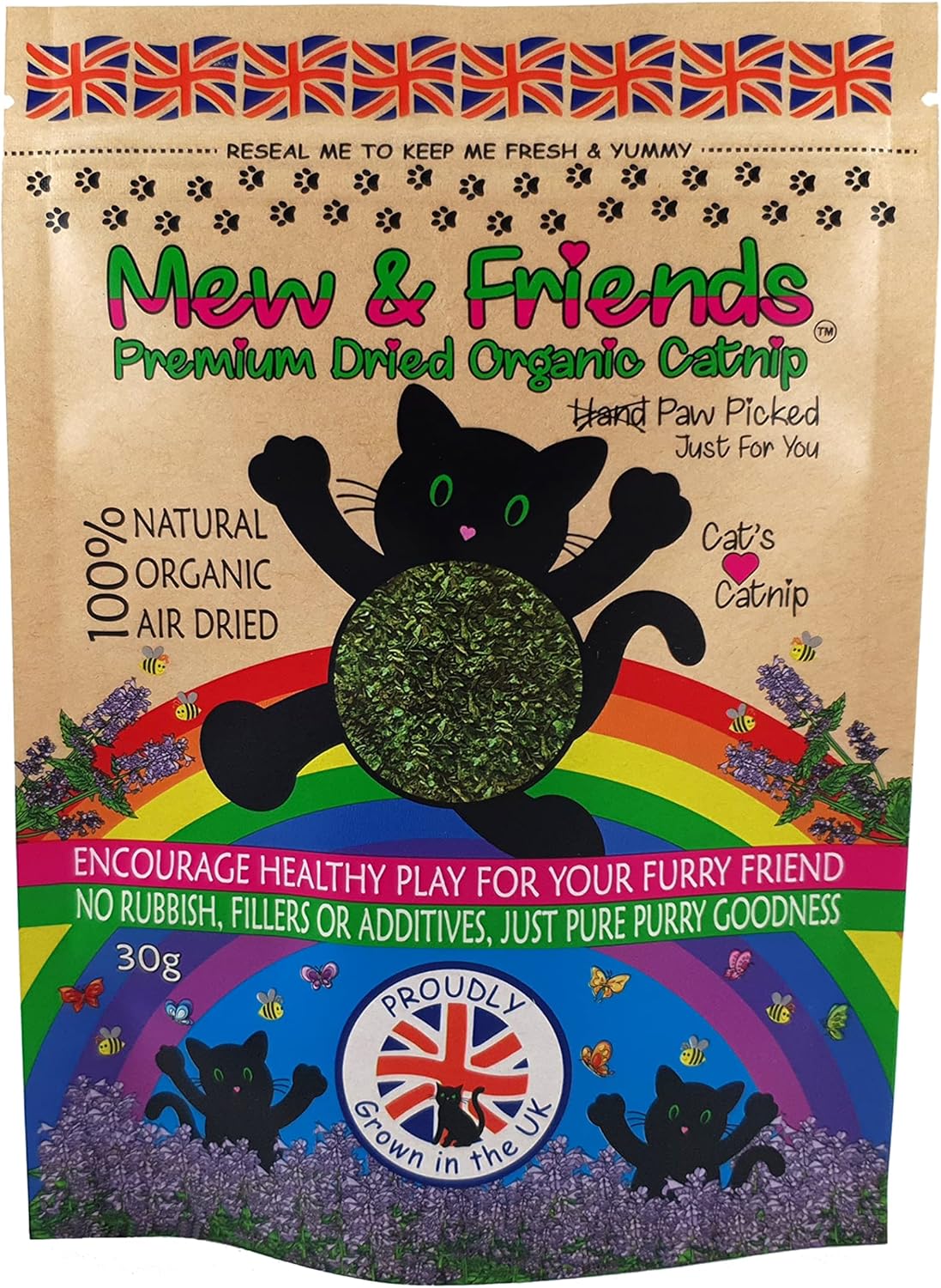 Mew & Friends Catnip - Grown in UK Premium Catnip 100% Organic Naturally Dried | Extra Strong Cat Nip | New 2025 Crop | Cat Toy | Cat Treat | Gift For Cat Lovers - 30g