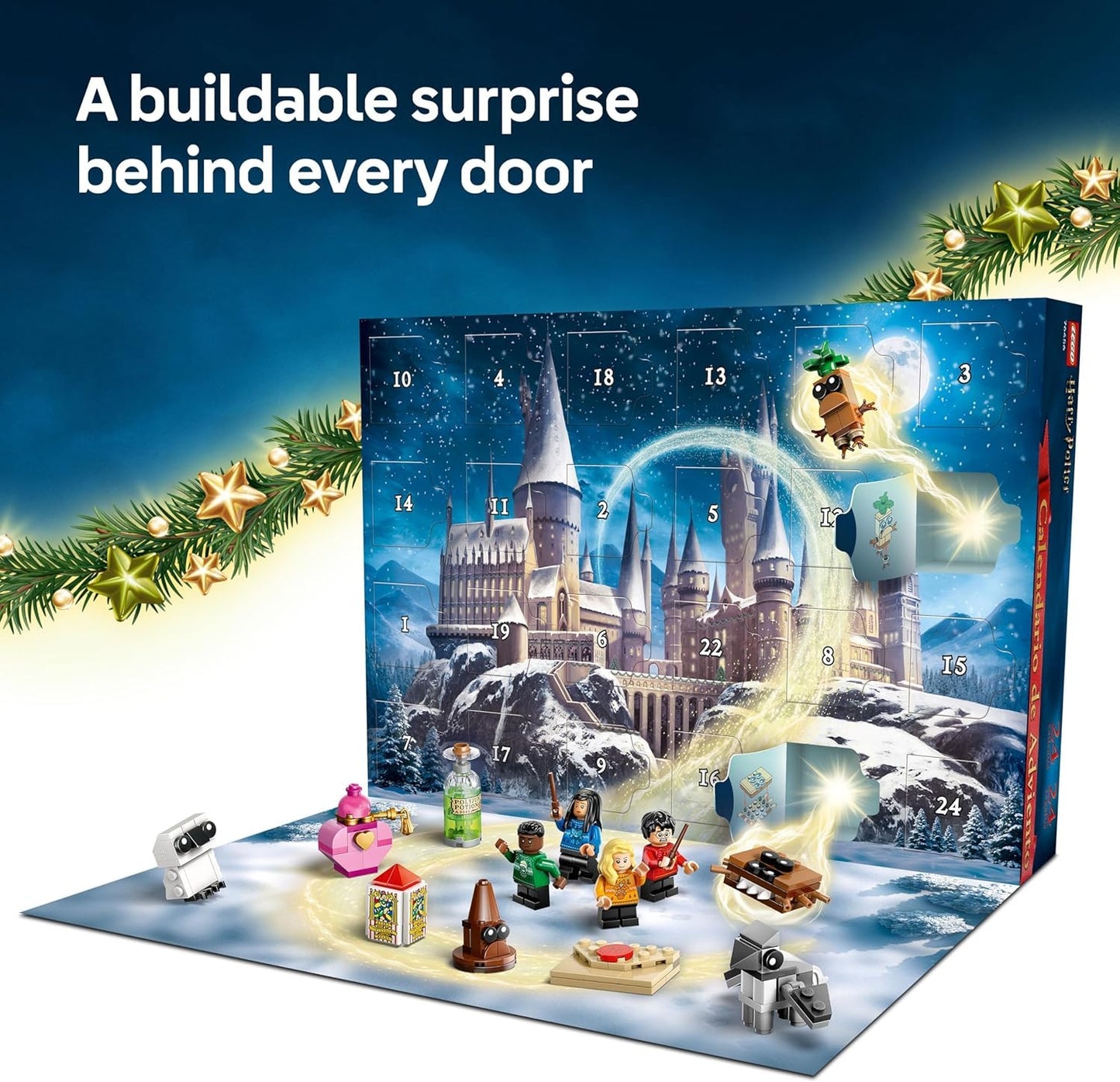 LEGO Harry Potter Advent Calendar 2025, Christmas Countdown Toy with 24 Surprises, 8 Minifigures, and Mini Builds for Kids Aged 7+ (Set 76456)