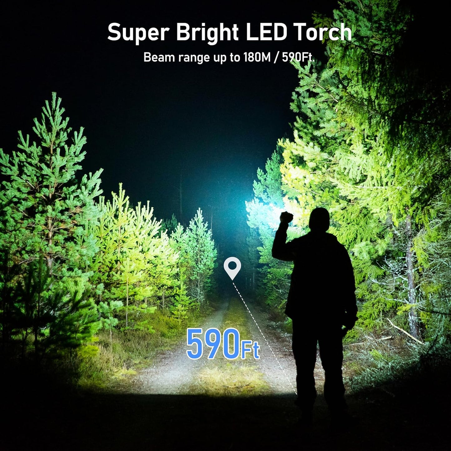 Blukar Rechargeable LED Torch, 2000 Lumens Super Bright Flashlight with Adjustable Focus, 4 Modes, Waterproof, Pocket Size for Camping, Hiking, and Emergency Use