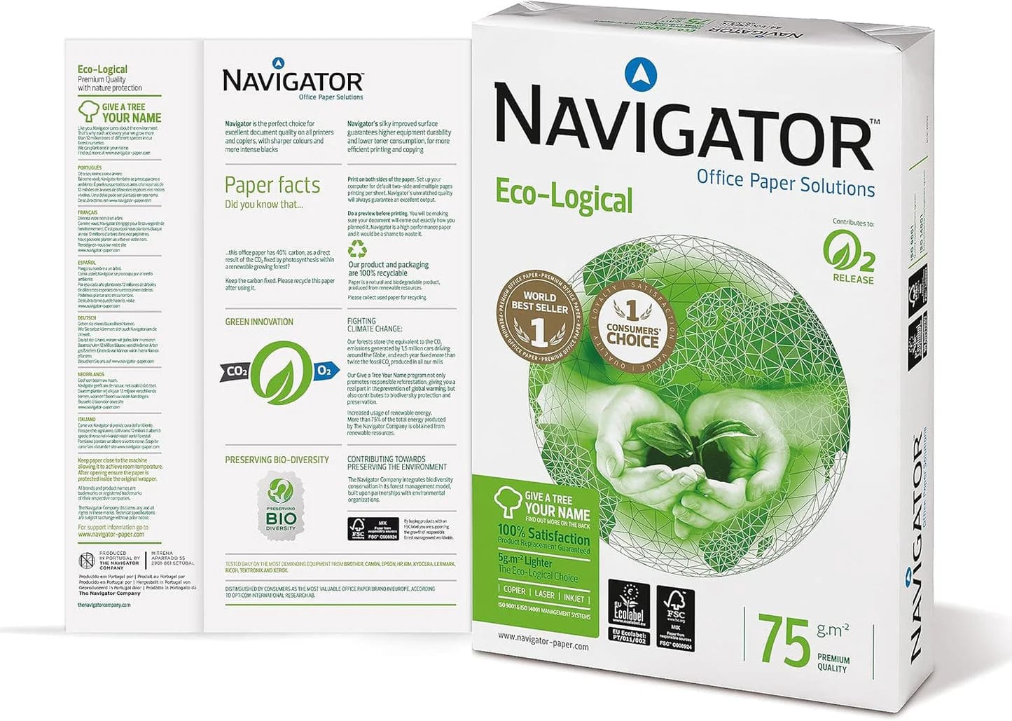 Navigator NAVA475-REAM Eco-Logical Paper A4 75gsm 1 ream (500 sheets)