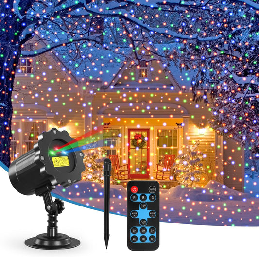 Outdoor Christmas Projector Lights, 3-Color Moving Star Laser, Remote Control, IP65 Waterproof, 16.5ft Cord, Garden & Party Decorations
