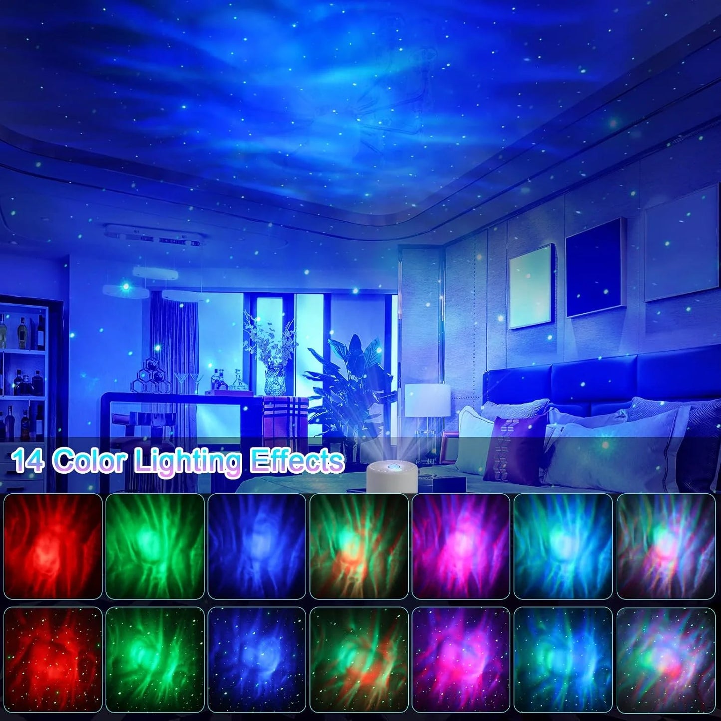 LED Star & Galaxy Projector, Remote Control, Adjustable Speed & Brightness, Aurora Night Light for Adult Party & Home Decoration