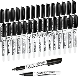 Volcanics Black Whiteboard Pens Dry Erase Marker with Low Odour Fine Tip Pack of 30