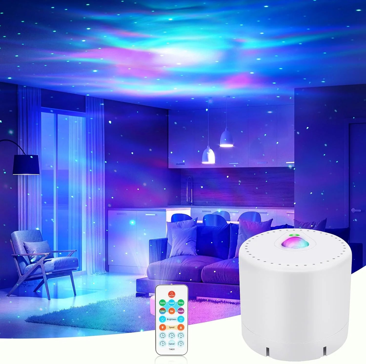 LED Star & Galaxy Projector, Remote Control, Adjustable Speed & Brightness, Aurora Night Light for Adult Party & Home Decoration