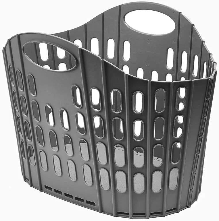 Addis Flat Easy Store Laundry Basket Hamper, Dark Grey, 38 Litre