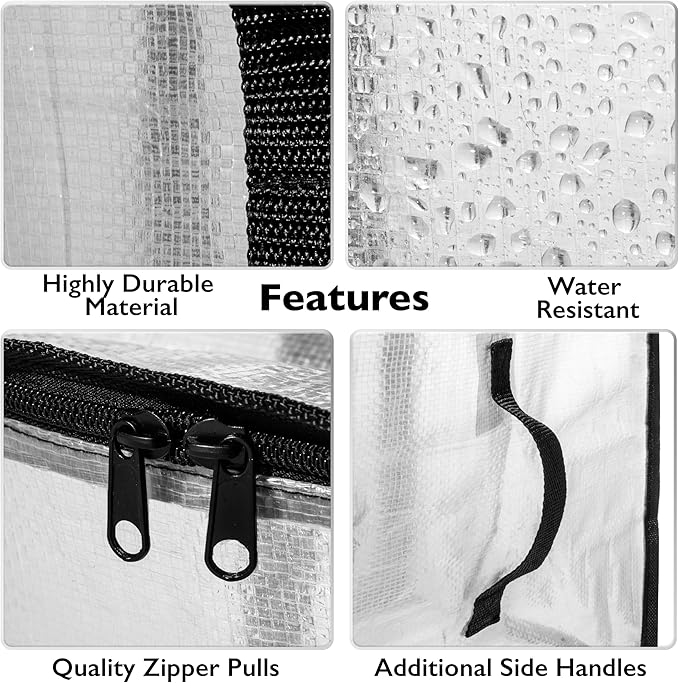 ClearSpace Large Moving and Storage Bags, 6-Pack Heavy-Duty Oversized Packing Bags with Backpack Straps, Zippers, and Handles