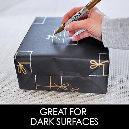 Sharpie Permanent Markers | Fine Point for Bold Details | Assorted Metallic Colours | 3 Marker Pens