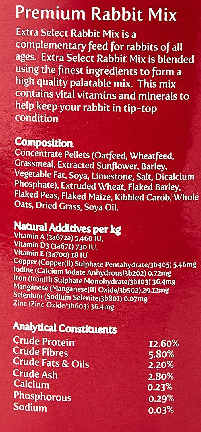 Extra Select Premium Rabbit Mix Bucket 5L - Balanced Complementary Feed with Pellets, Forage, Vitamins & Minerals (Packaging may vary)
