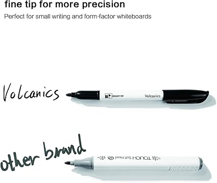 Volcanics Black Whiteboard Pens Dry Erase Marker with Low Odour Fine Tip Pack of 30