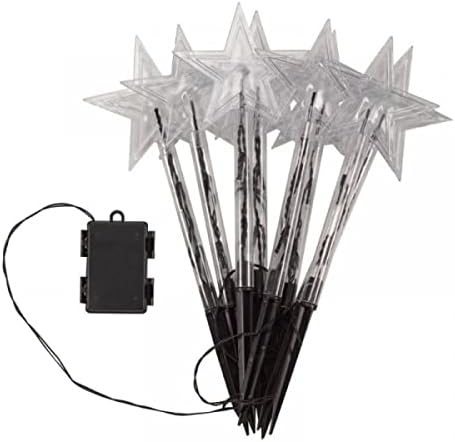 Marco Paul Set of 8 Christmas Star Stake Lights, 40 LED Battery Operated Outdoor Pathway Decorations for Garden and Lawn (35cm)