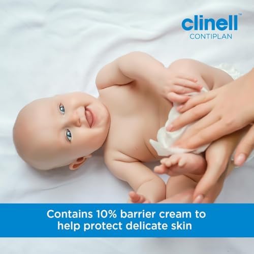 Clinell CONTIPLAN Incontinence Cleansing Cloths with Barrier Cream - All in One Cleansing Wipes Cleanses, Soothes and Moisturises - Pack of 25 Cloths