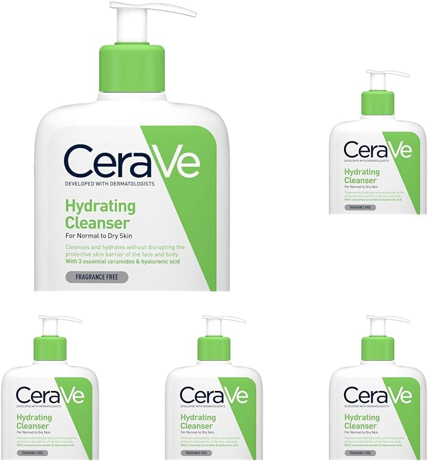 CeraVe Hydrating Cleanser for Normal to Dry Skin with Hyaluronic Acid and 3 Essential Ceramides