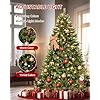 Pre-Lit 6ft Artificial Christmas Tree, Slim PVC Xmas Tree with 1400 Branch Tips, 350 Multicolour LED Lights and 9 Lighting Modes for Holiday Decoration
