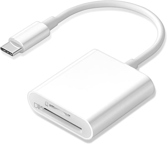 USB C SD Card Reader, Type C Card Reader with Dual Slot Memory Card Reader Trail Camera Viewer USB C to SD Card OTG Adapter for iPhone 15 16/iPad/MacBook/Mac, and More Type-C Devices, Plug and Play