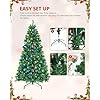 Pre-Lit 6ft Artificial Christmas Tree, Slim PVC Xmas Tree with 1400 Branch Tips, 350 Multicolour LED Lights and 9 Lighting Modes for Holiday Decoration