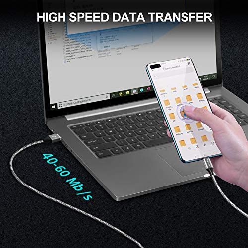 etguuds USB C Charger Cable [2Pack 1M], USB to USB C Cable 3A Fast Charging Type C Lead Braided for iPhone 15 Pro Samsung Galaxy S23 S22 S21 S20 S10 S9 S8 Note 10 A55 -Grey