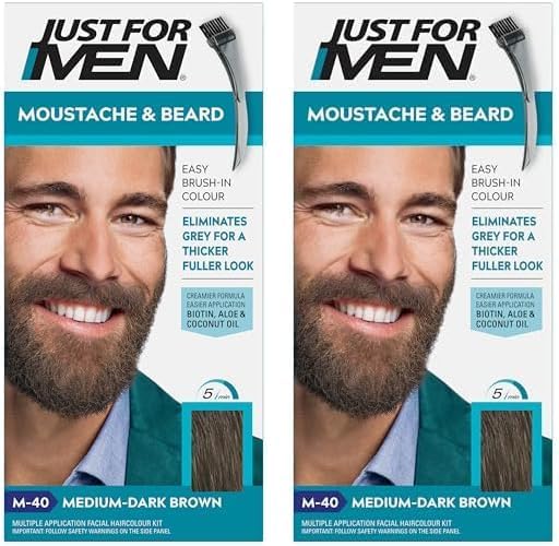 Just for men Moustache & Beard Medium Brown Dye, Eliminates Grey for a Thicker & Fuller Look � M35
