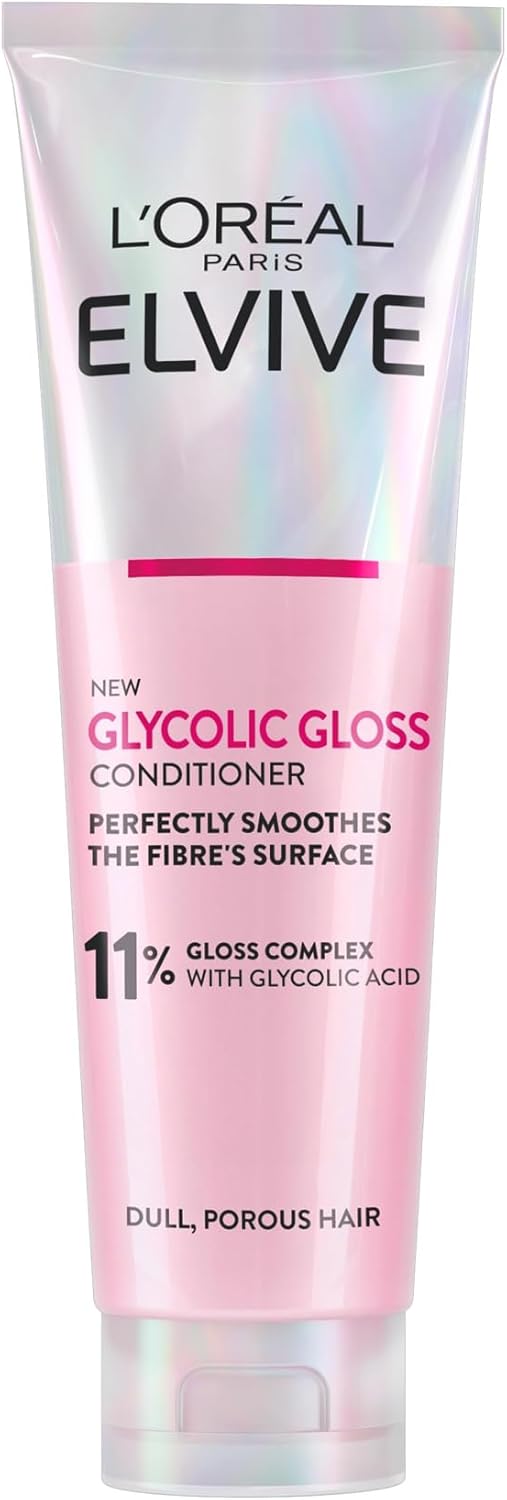 "L'Oréal Paris Elvive Glycolic Gloss Conditioner with Gloss Complex and Glycolic Acid, 150ml – Smooths, Seals, and Adds Shine to Dull Hair"