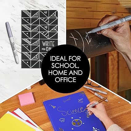 Sharpie Permanent Markers | Fine Point for Bold Details | Assorted Metallic Colours | 3 Marker Pens