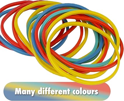 Westcott Rubber Bands 80g, ~170 Colorful Bands in 60mm, 50mm & 38mm, Plastic Storage Container, Household Pack, Model E-10581