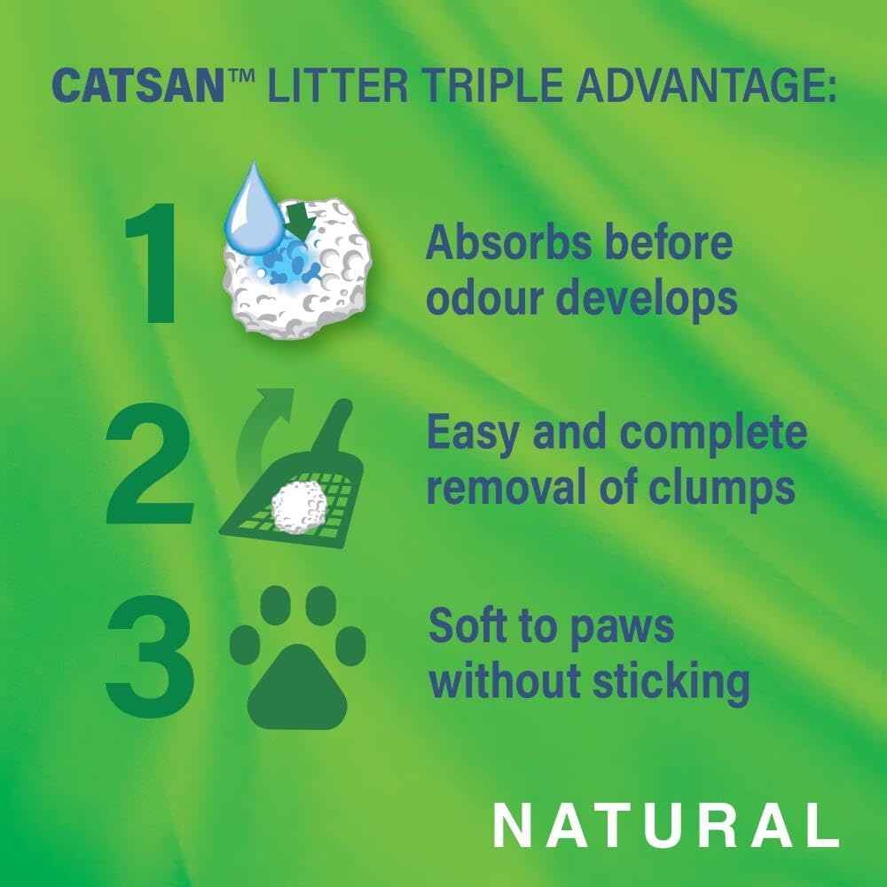 CATSAN - Natural Clumping Cat Litter - 20 L - Biodegradable Extra Absorbent - No Smell - Bulk Cat Litter