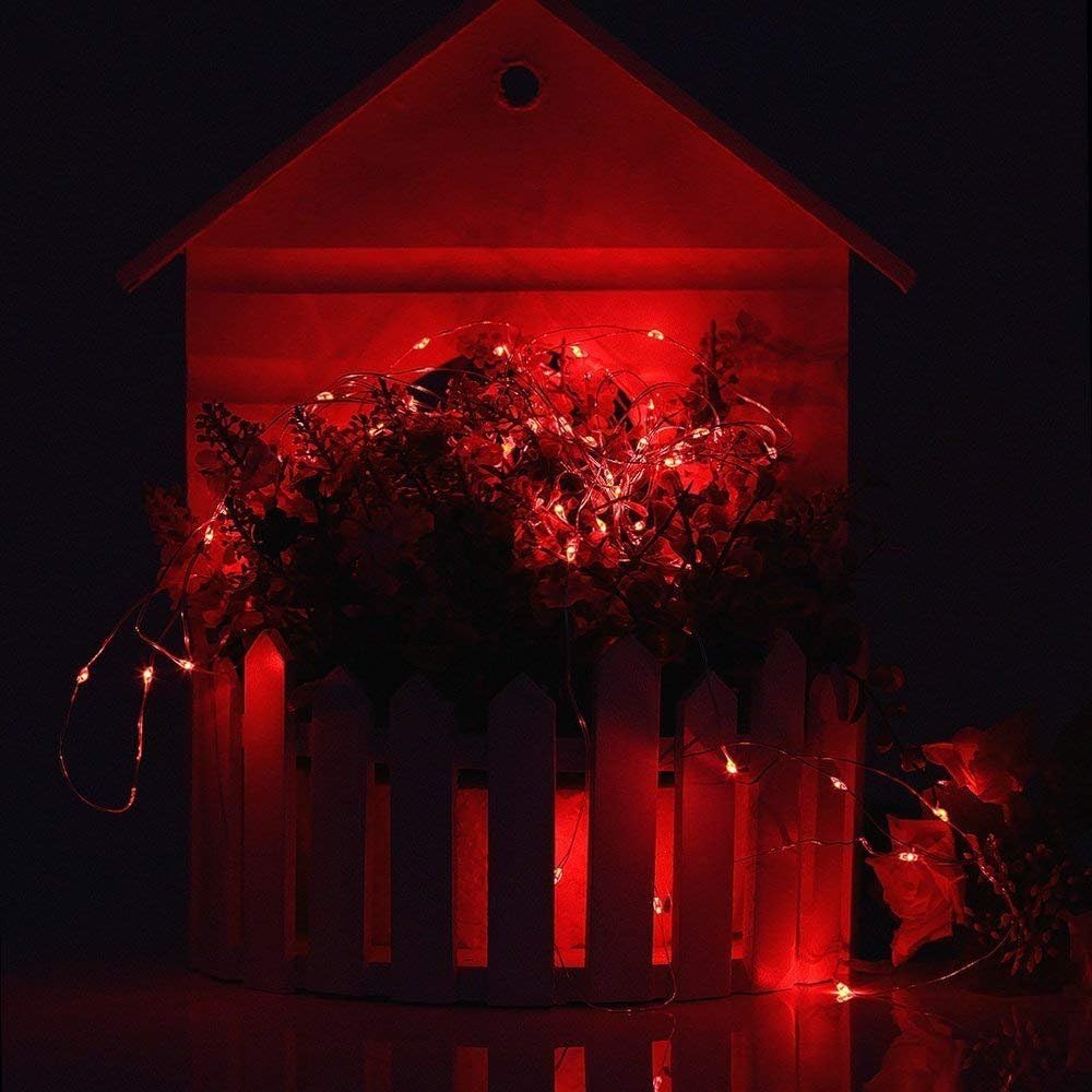 BOLWEO Battery Powered Fairy String Lights, 3M 30LEDs,Red Ambiance Lighting for Christmas，New Year's Eve，Valentines Day Decoration