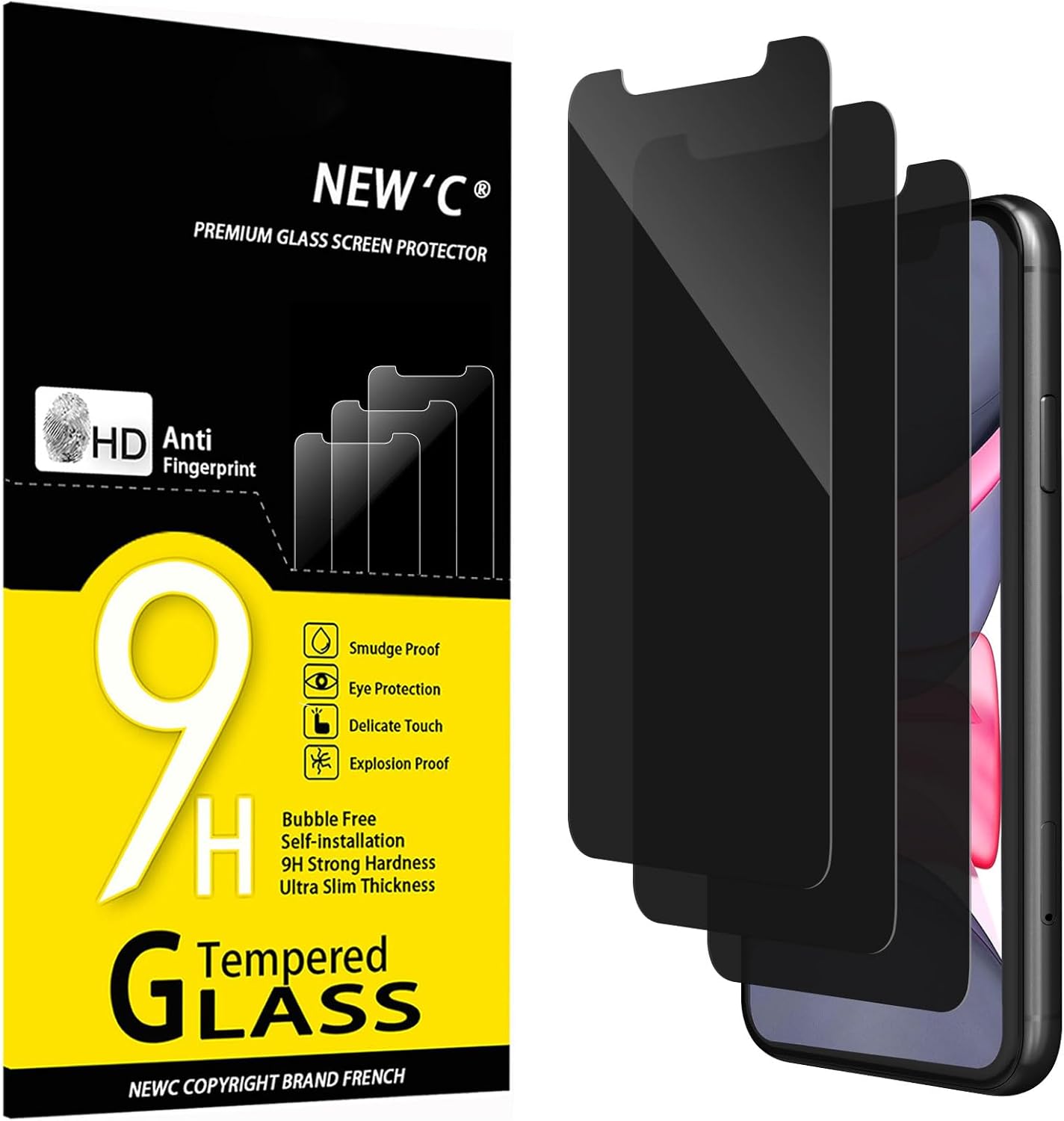 NEW'C 3 Pack Designed for iPhone 17, 17 Pro, iPhone 16 Pro Screen Protector (6.3 inches), Enhanced Tempered Glass Protection with easy installation tool included,Case Friendly Ultra Resistant