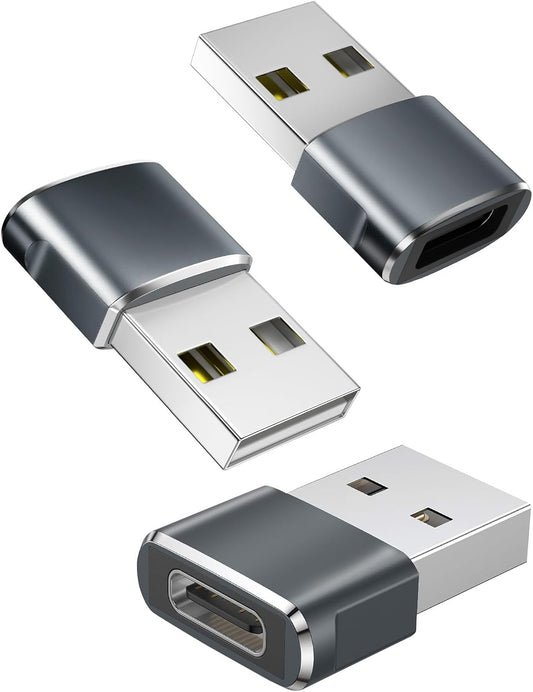 USB C to USB Adaptor, USB to USB C Adapter 3Pack, Type C Female to A Male Charger Cable Converter Compatible with Mbook, Notebook, Tablet, Smartphone, Airpods,Galaxy S23 S24 A34, iPad 10 Air 4 5