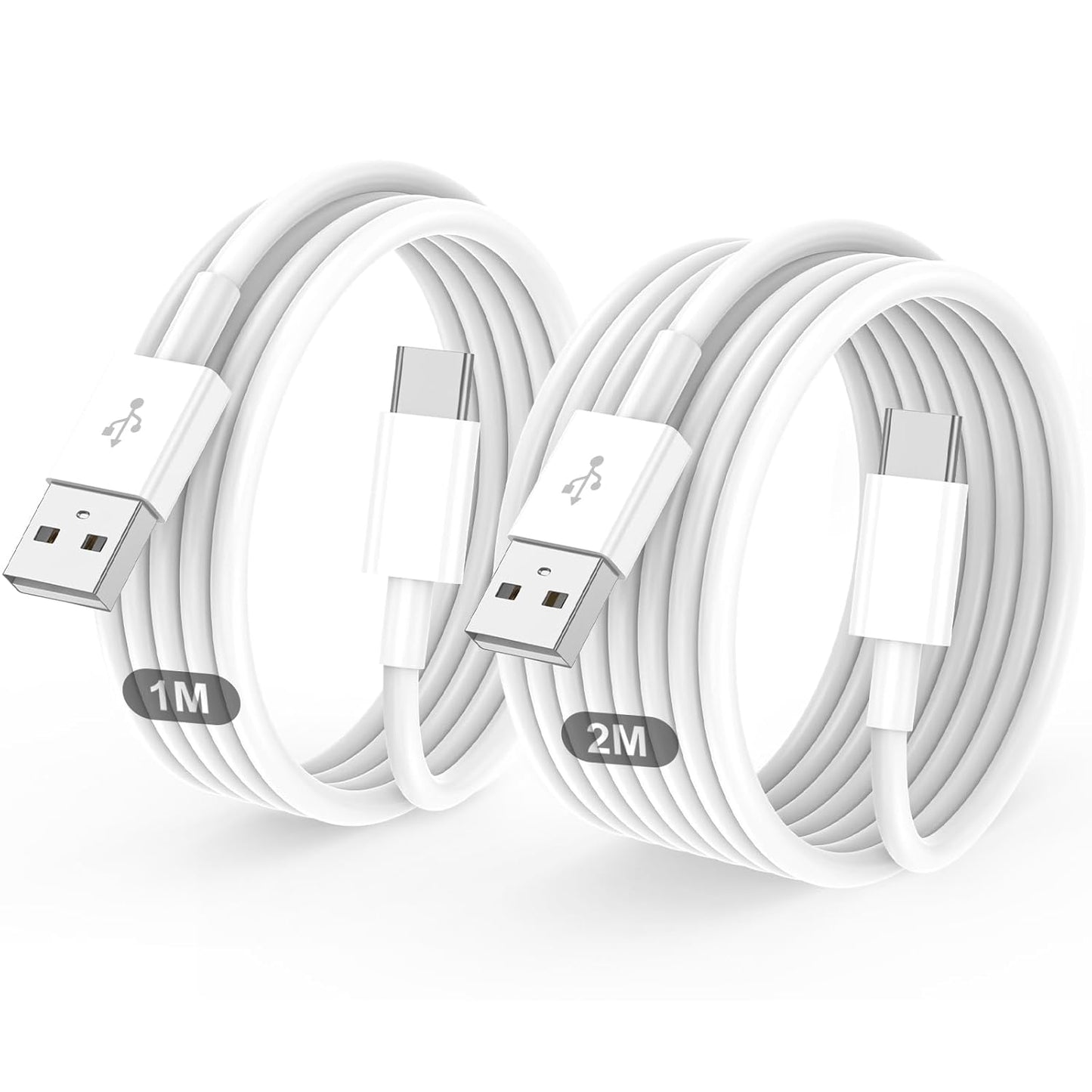 USB C Charger Cable 2 Pack 1M+2M USB A to USBC Cable Type C Charger Fast Charging Phone Charger Lead for iPhone 17 16 15 Pro Max Plus Air, Samsung Galaxy S25 S24 Ultra, Google Pixel, for iPad Air
