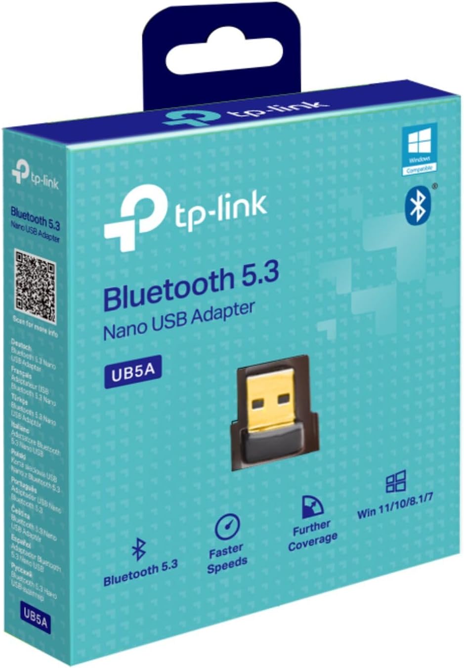 TP-Link UB5A Nano Bluetooth 5.4 USB Adapter for Multiple Devices, Long Range Bluetooth Adapter Compatible with Win 11/10/8.1/7, Dongle/Receiver, Plug & Play