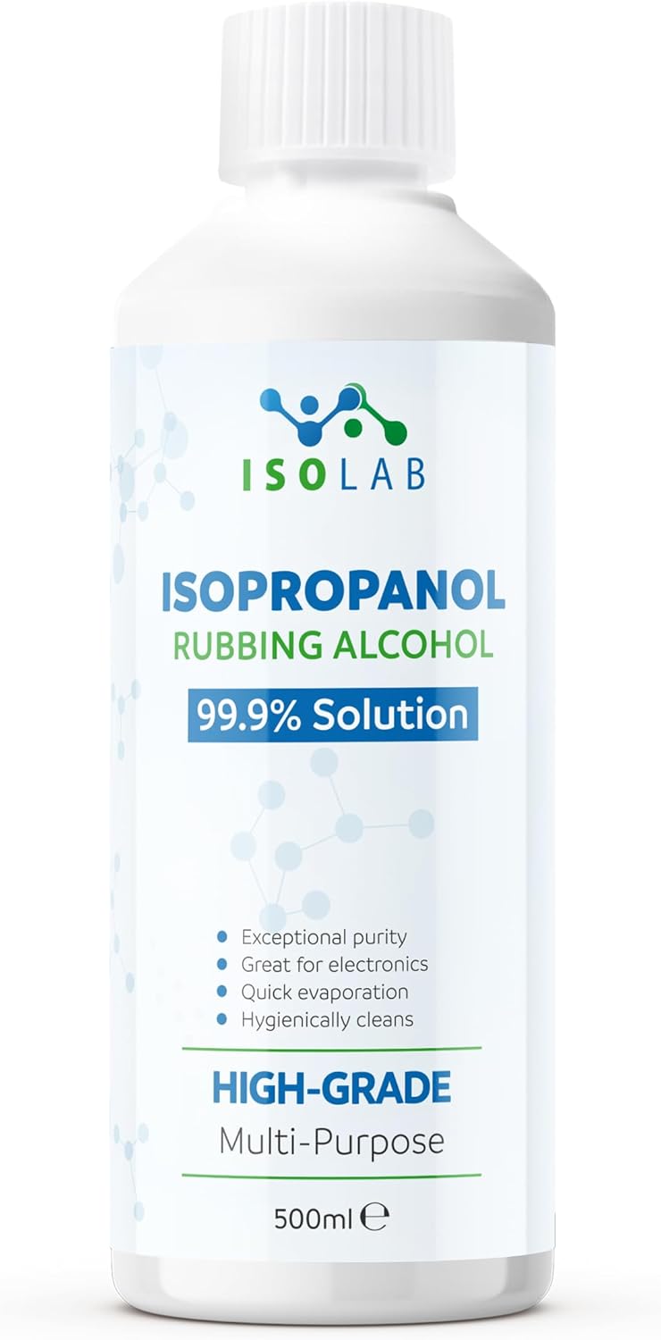 IsoLAB - Isopropanol Rubbing Alcohol - 99.9% Pure Isopropyl Alcohol, Multi-Purpose Cleaner, Degreaser & Solvent - 500ml