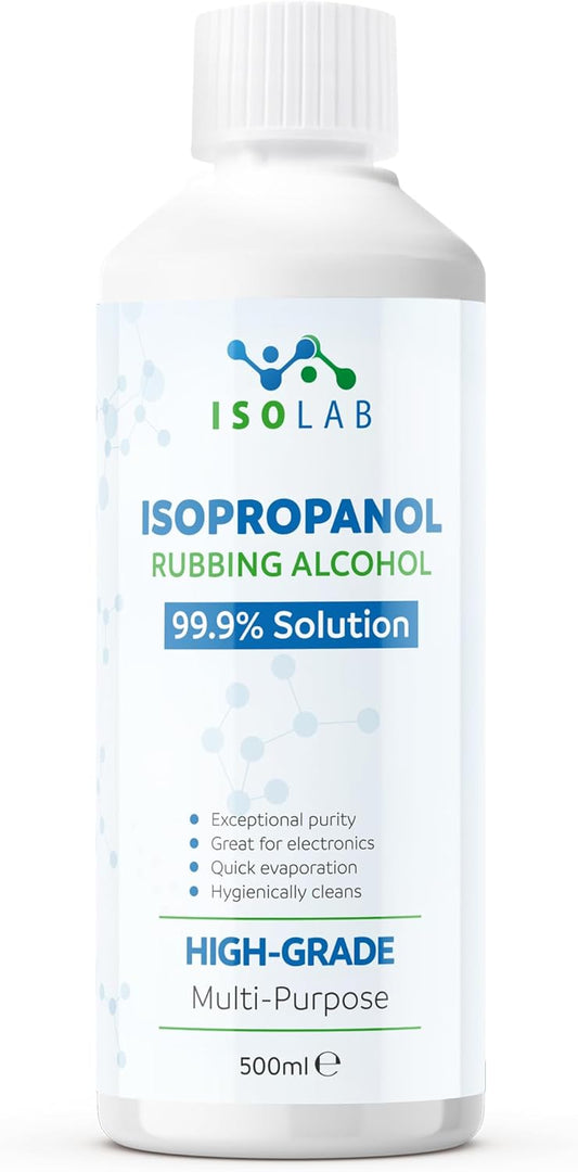 IsoLAB - Isopropanol Rubbing Alcohol - 99.9% Pure Isopropyl Alcohol, Multi-Purpose Cleaner, Degreaser & Solvent - 500ml