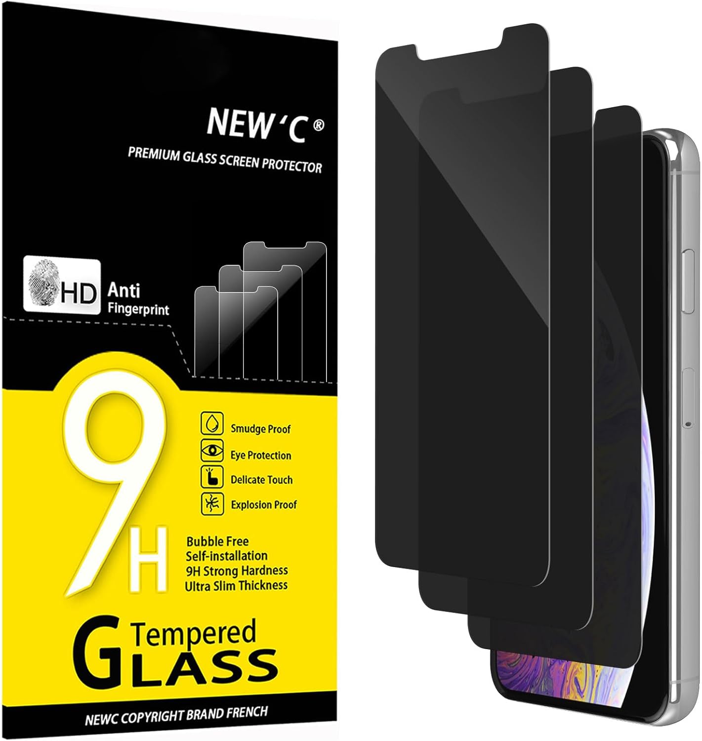 NEW'C 3 Pack Designed for iPhone 17, 17 Pro, iPhone 16 Pro Screen Protector (6.3 inches), Enhanced Tempered Glass Protection with easy installation tool included,Case Friendly Ultra Resistant