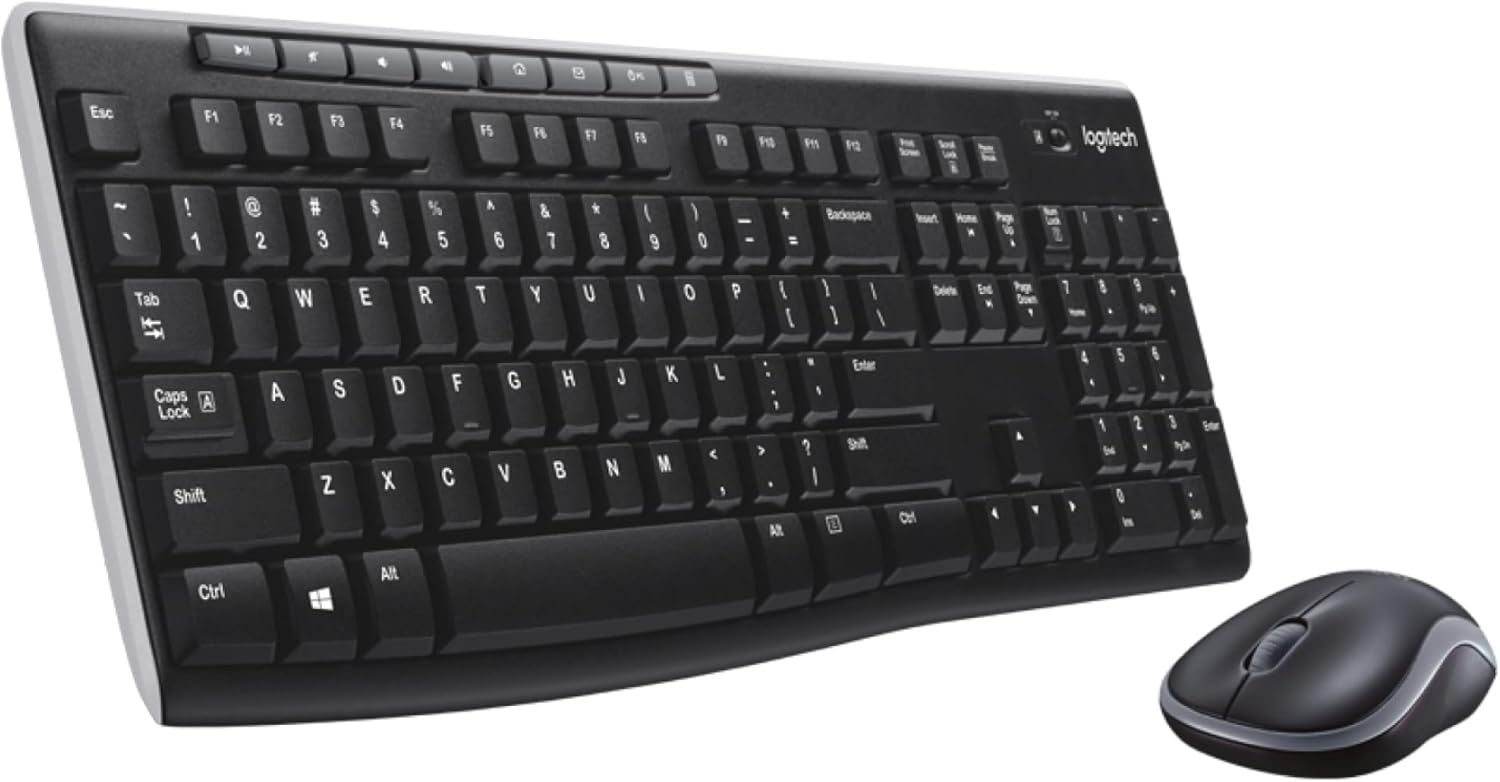 Logitech MK270 Wireless Keyboard and Mouse Combo for Windows, 2.4 GHz Wireless, Compact Mouse, 8 Multimedia and Shortcut Keys, 2-Year Battery Life, for PC, Laptop, QWERTY UK English Layout - Black