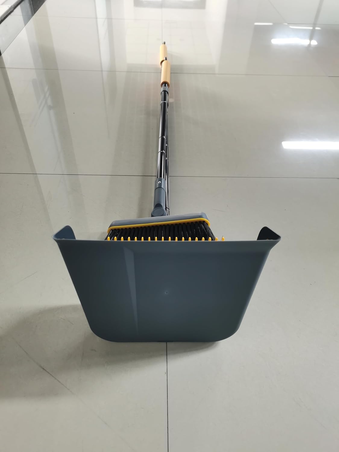 JEHONN Long-Handled Dustpan and Brush Set with 180° Rotating Brush and Comb Teeth