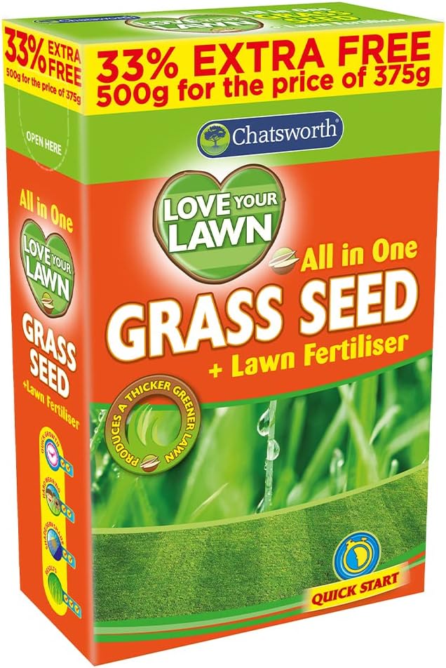 Chatsworth Love Your Lawn Grass Seed, Ready To Use, 500 G, Clear