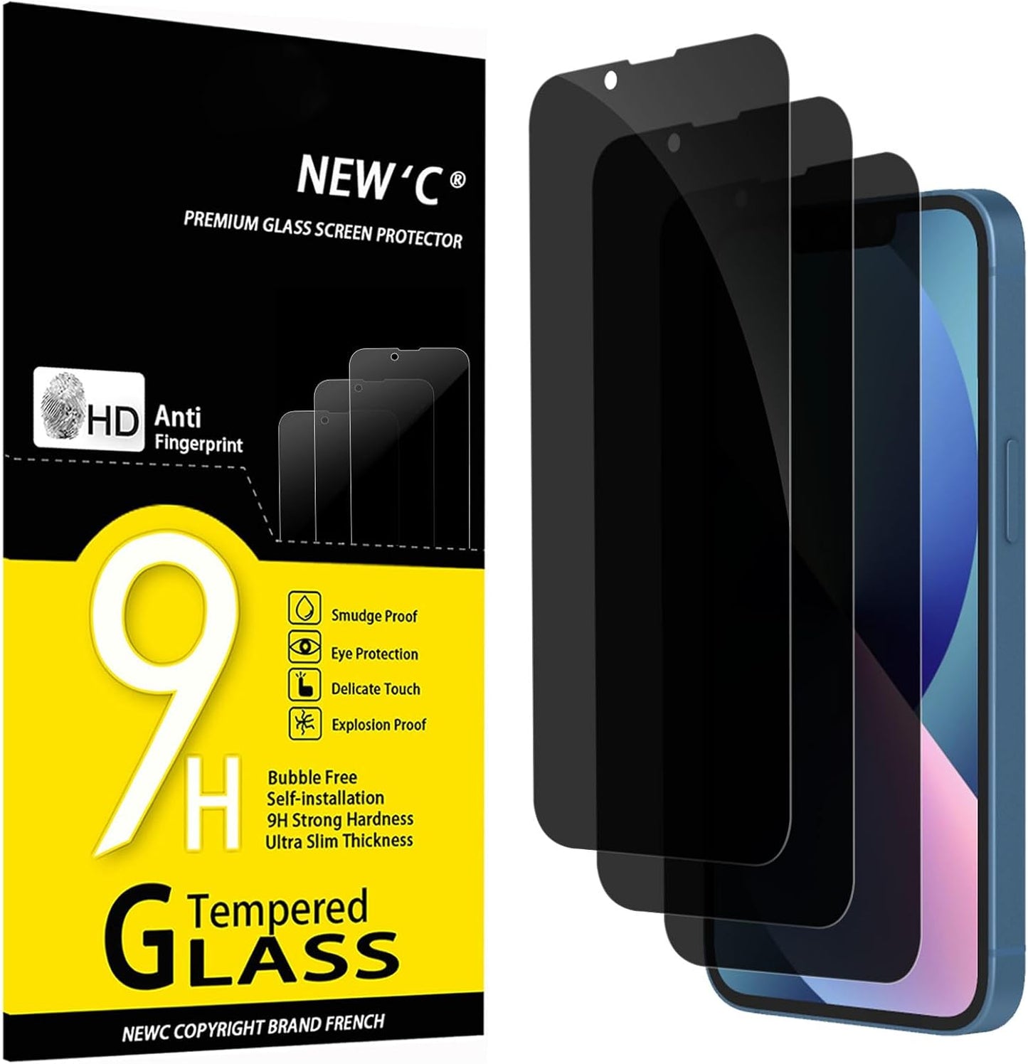 NEW'C 3 Pack Designed for iPhone 17, 17 Pro, iPhone 16 Pro Screen Protector (6.3 inches), Enhanced Tempered Glass Protection with easy installation tool included,Case Friendly Ultra Resistant