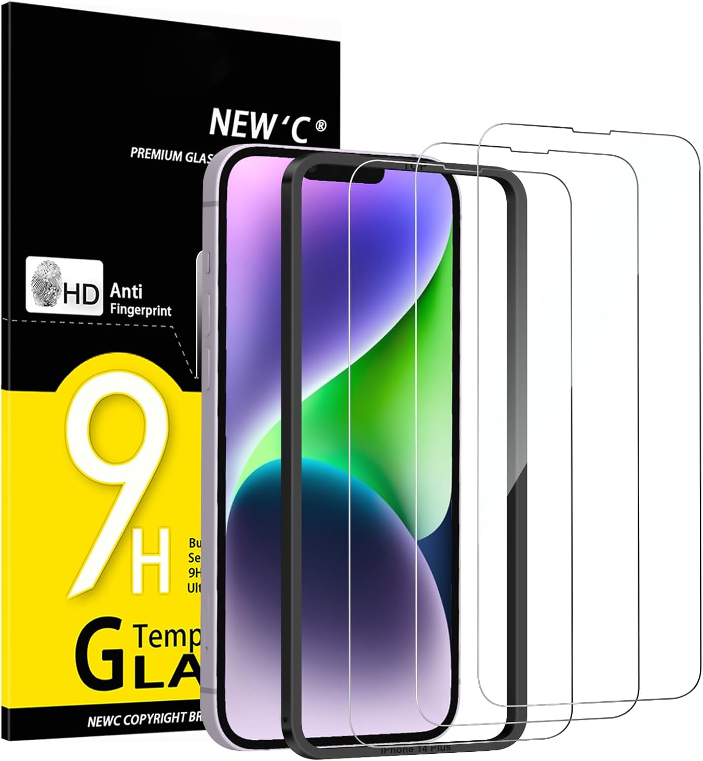 NEW'C 3 Pack Designed for iPhone 17, 17 Pro, iPhone 16 Pro Screen Protector (6.3 inches), Enhanced Tempered Glass Protection with easy installation tool included,Case Friendly Ultra Resistant