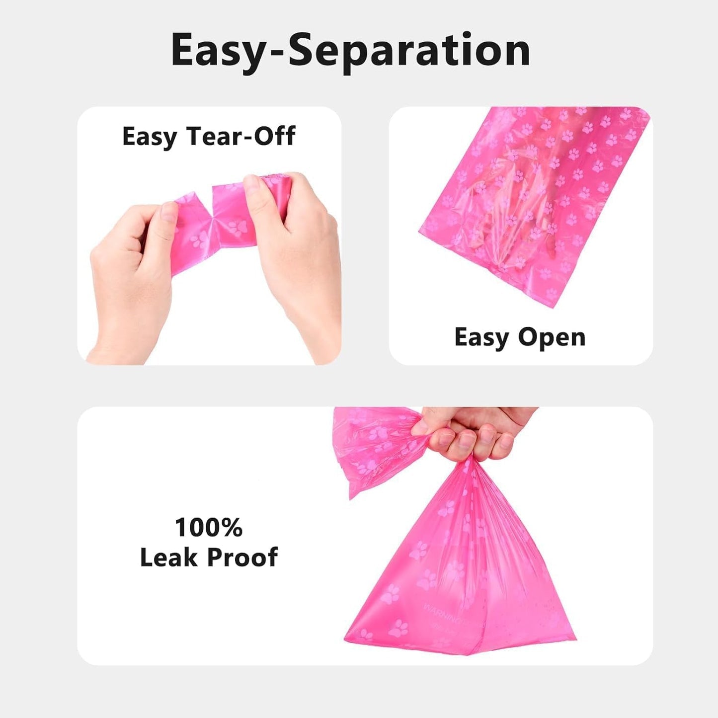 Nineaccy Biodegradable Dog Poo Bags with Holder-240 Large Poop Bags, Corn Starch Blended Compostable Poo Bag, Extra Thick Strong Leak Proof Poop Waste Bag for Dogs (Pink)