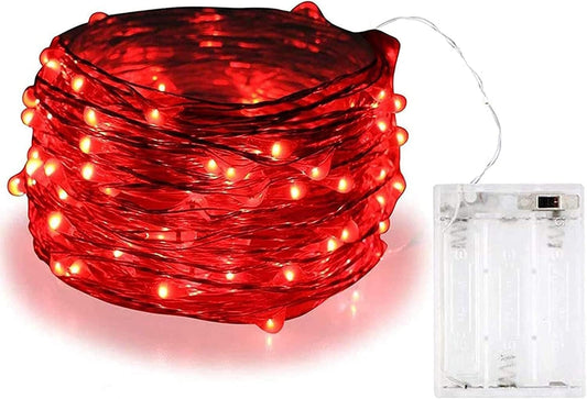 BOLWEO Battery Powered Fairy String Lights, 3M 30LEDs,Red Ambiance Lighting for Christmas，New Year's Eve，Valentines Day Decoration