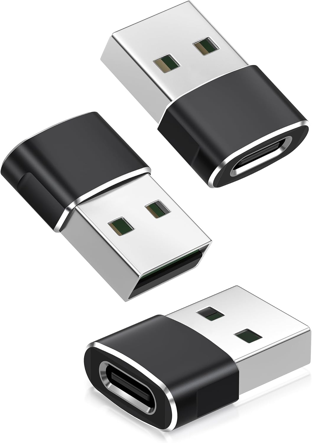 Basesailor USB to USB C Adapter for iPhone 17 16 Car Charger Adapter 3Pack,Type C Female to USBA Male Cable Converter for Apple 15 14 13 12 Pro Max Watch 11 10,iPad Air,AirPods Pro 3,Samsung S25 S24