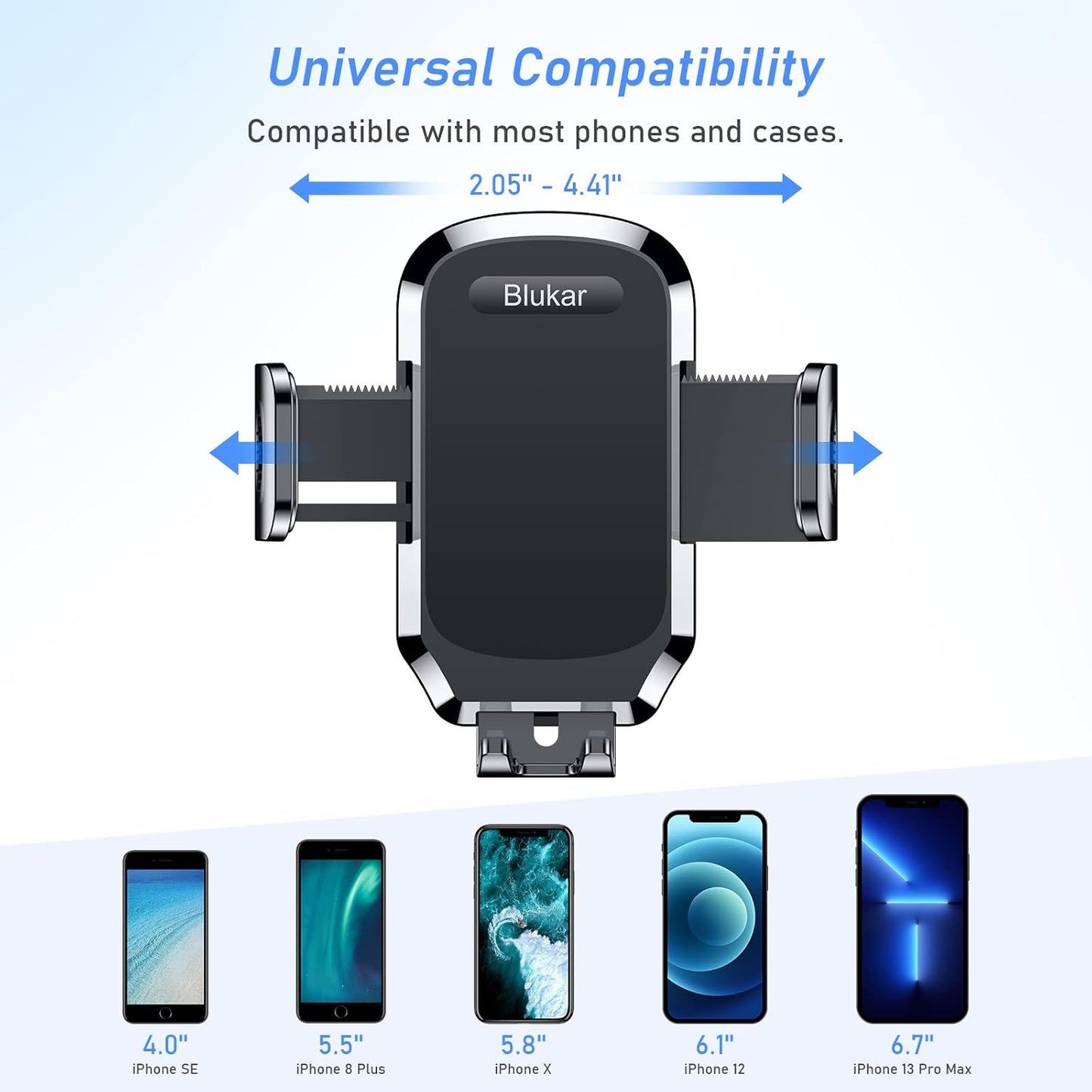 Blukar Car Phone Holder, Air Vent Car Phone Mount Cradle 360° Rotation - Upgraded Super Stable Hook Clip - One Button Release Holder for iPhone, Galaxy, All 4.0''-6.7'' Smartphones