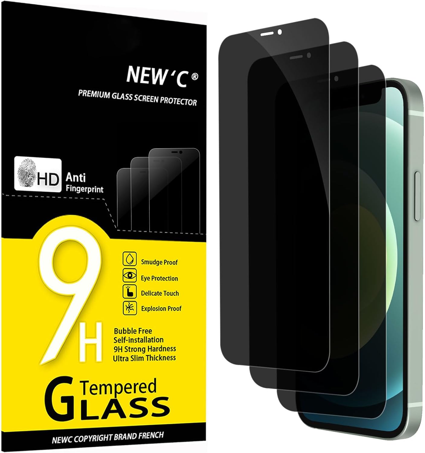 NEW'C 3 Pack Designed for iPhone 17, 17 Pro, iPhone 16 Pro Screen Protector (6.3 inches), Enhanced Tempered Glass Protection with easy installation tool included,Case Friendly Ultra Resistant