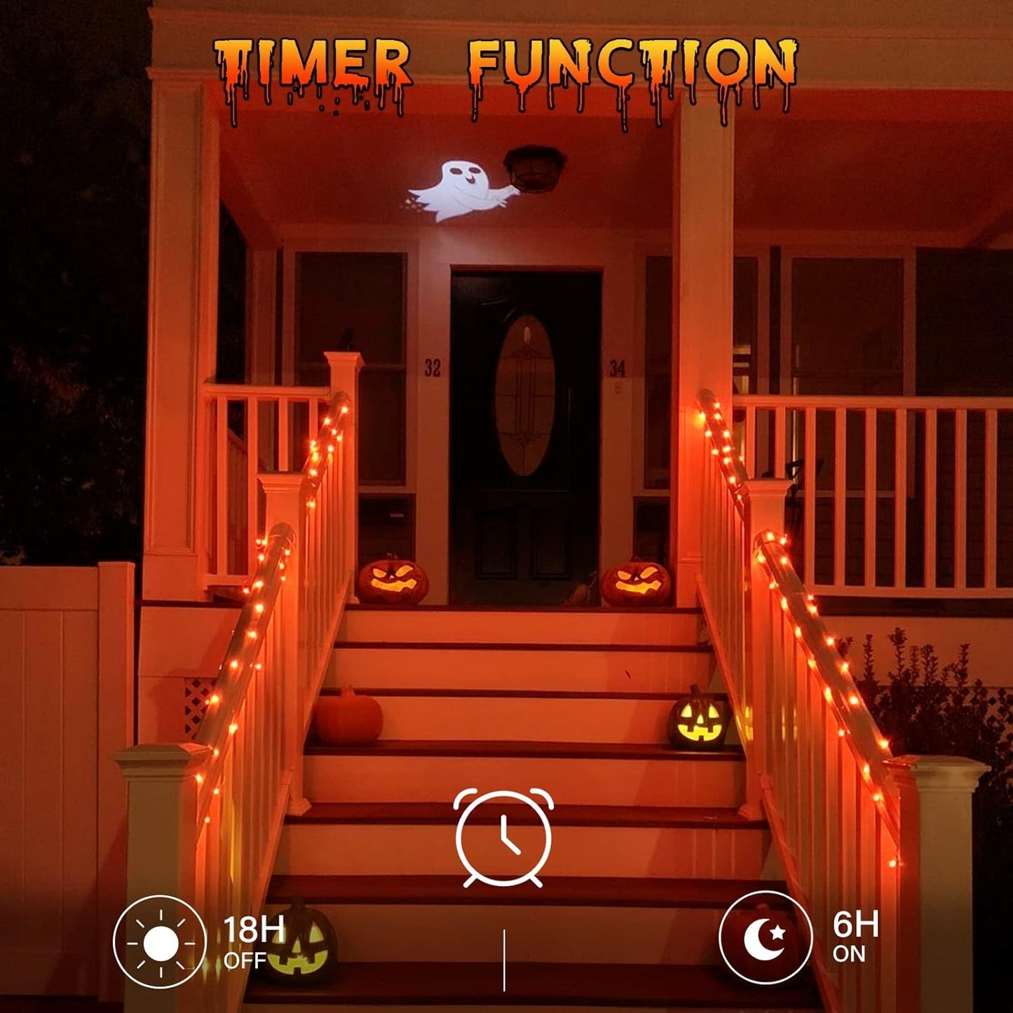 Orange Fairy Lights, 10ft 3M 30 LED Halloween Lights With Timer, Battery Operated String Lights for Indoor Outdoor Autumn Decorations