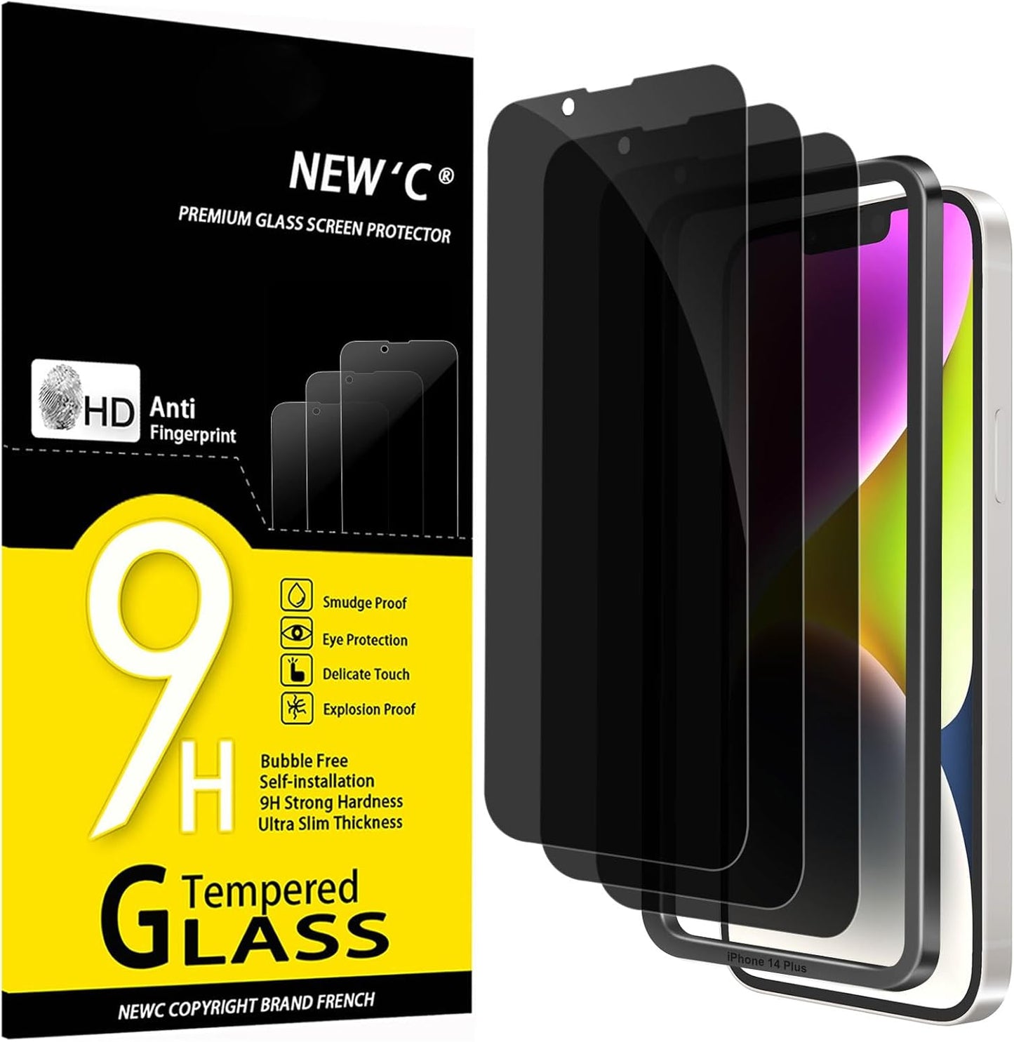 NEW'C 3 Pack Designed for iPhone 17, 17 Pro, iPhone 16 Pro Screen Protector (6.3 inches), Enhanced Tempered Glass Protection with easy installation tool included,Case Friendly Ultra Resistant