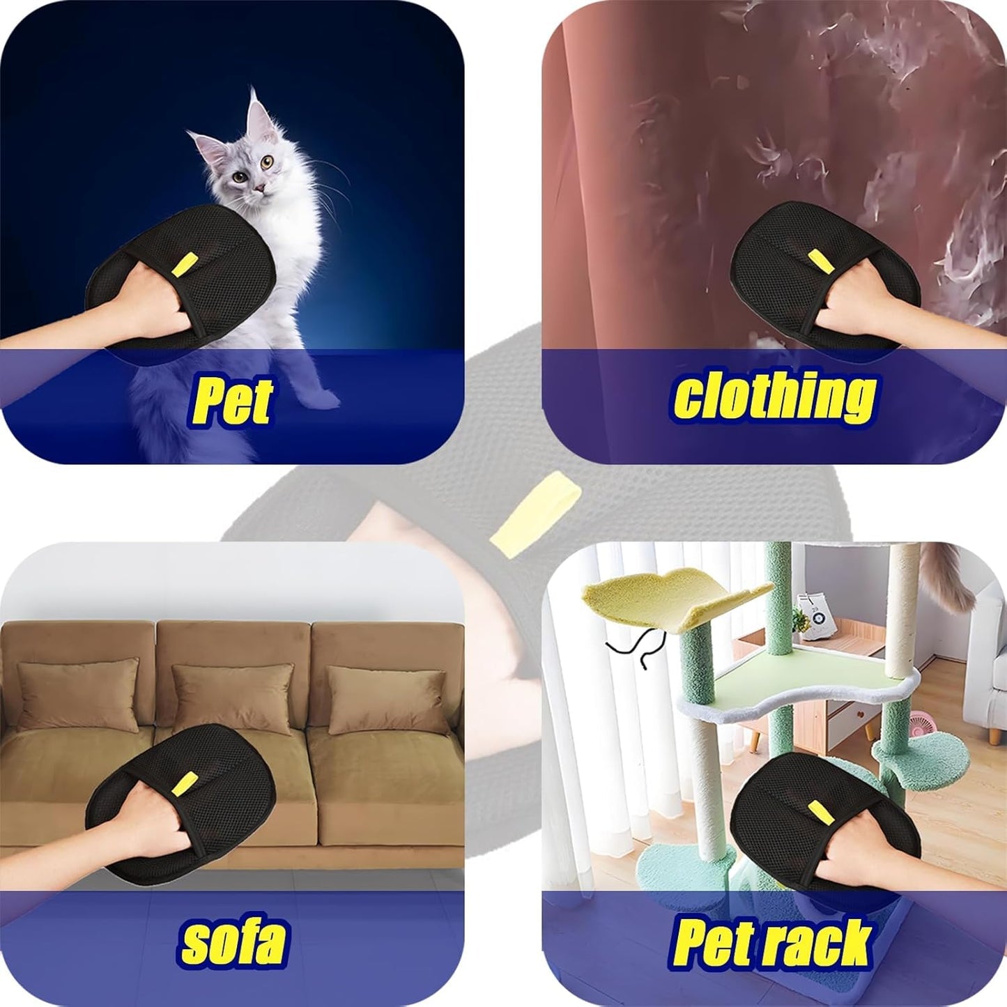 2 PCS Static Removal Gloves Pet Hair,Cat Grooming Glove, Dog Grooming Glove Set, Cat Gloves Grooming Set Reusable Pet Hair Remover Gloves, Versatile Grooming Gloves for Grooming, Deshedding, Washing