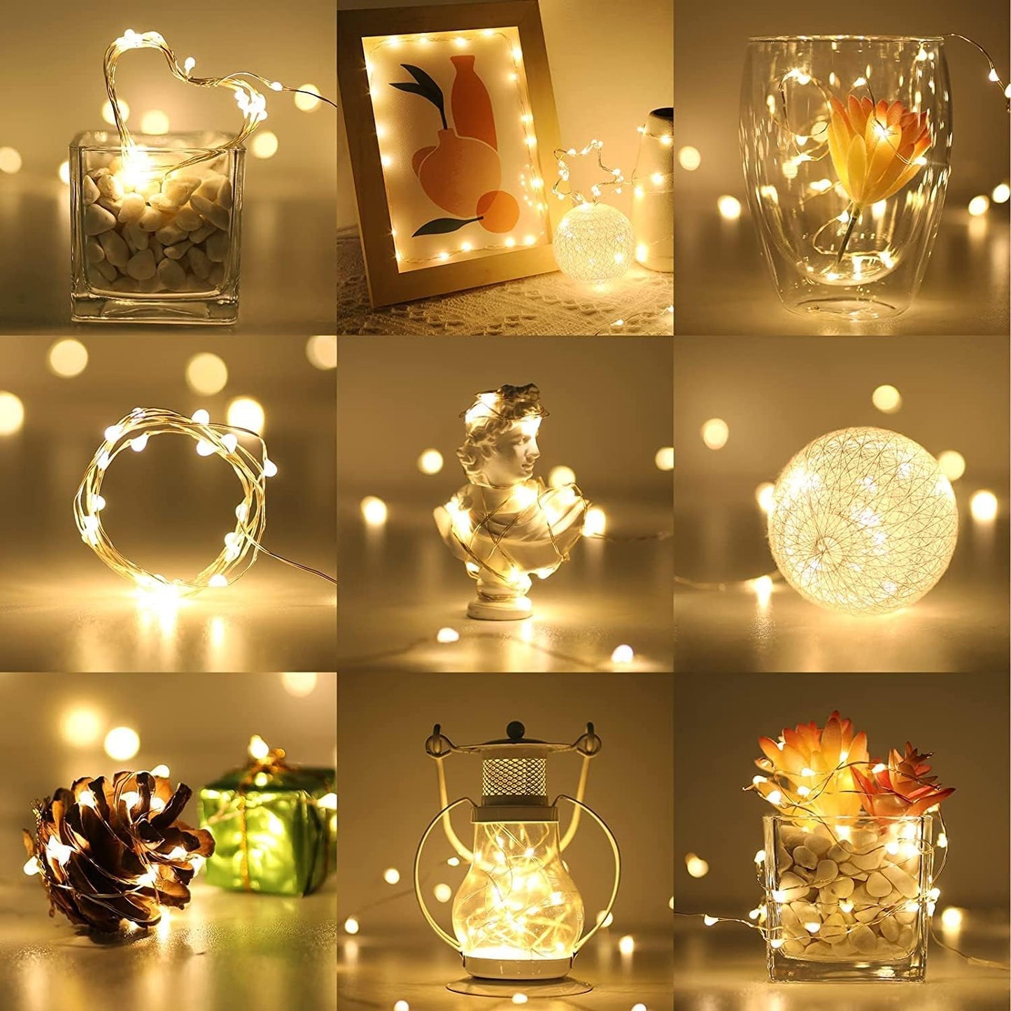 LE 4-Pack Battery Fairy Lights, 1m 20 LEDs, Warm White Mini Copper Wire, Battery Operated, Indoor/Outdoor Christmas, Halloween & Party Decor