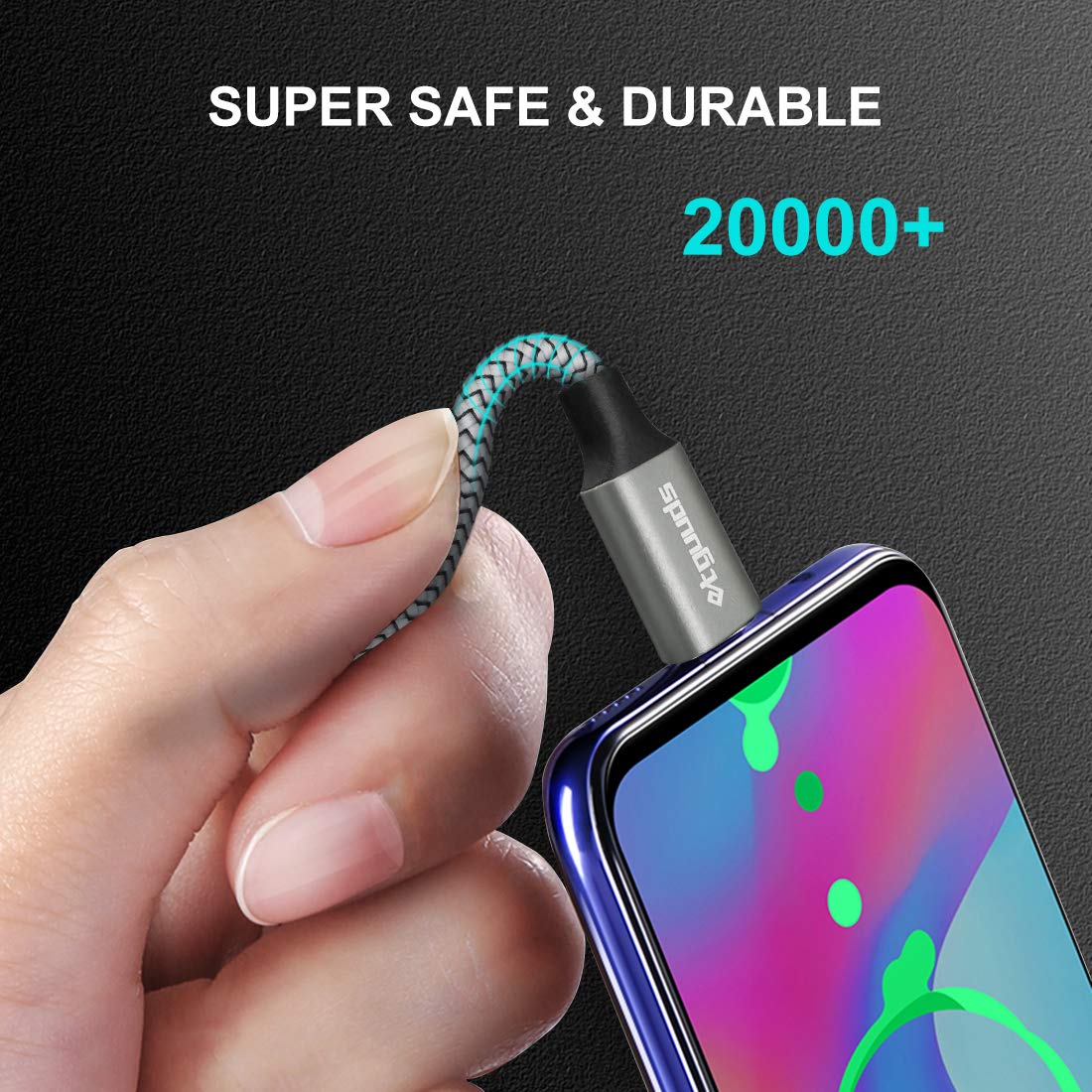 etguuds USB C Charger Cable [2Pack 1M], USB to USB C Cable 3A Fast Charging Type C Lead Braided for iPhone 15 Pro Samsung Galaxy S23 S22 S21 S20 S10 S9 S8 Note 10 A55 -Grey