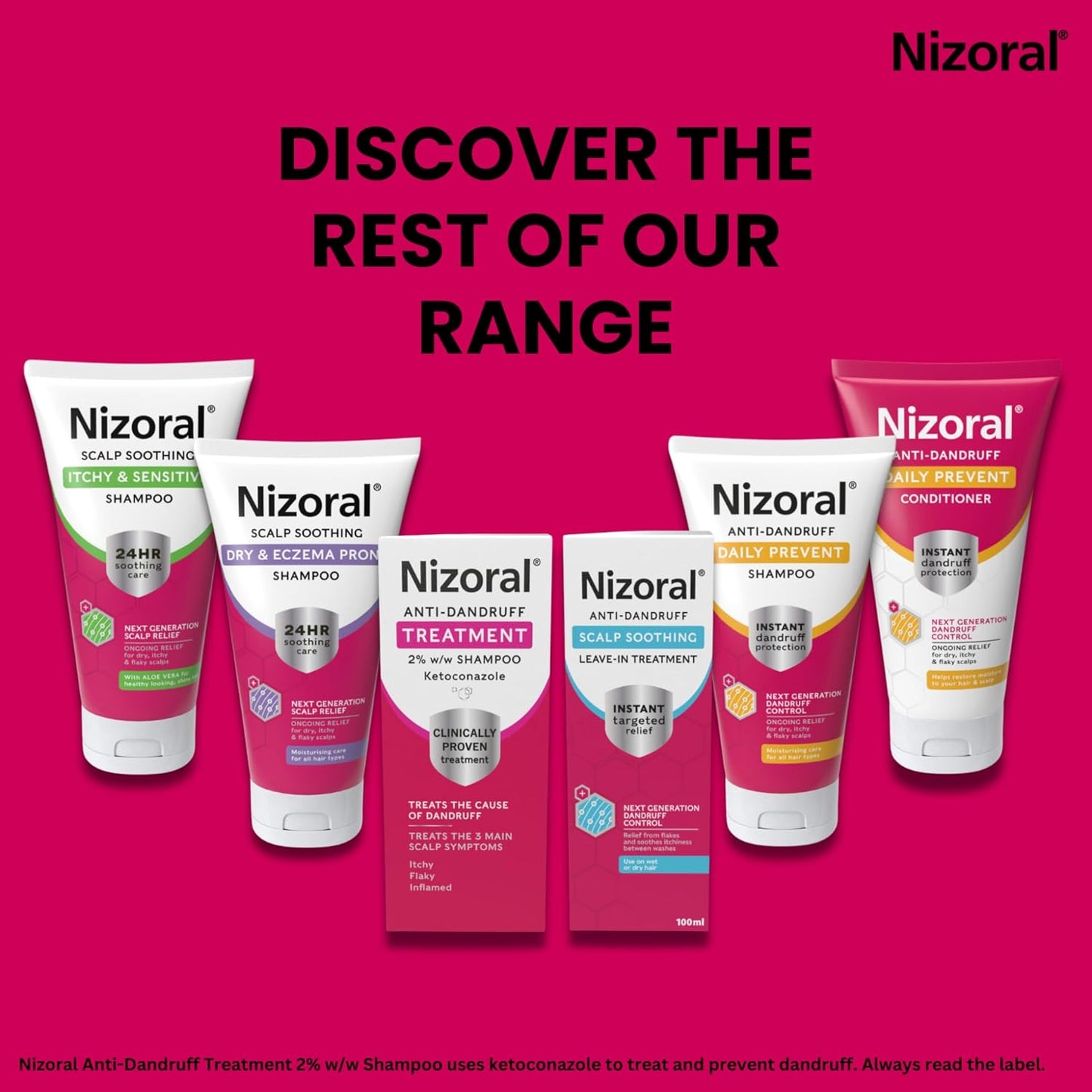 Nizoral Anti-Dandruff Treatment Shampoo, Treats and Prevents Dandruff, Clinically Proven to Control Itchy & Flaky Scalps, Contains Ketoconazole, 1 x 100ml