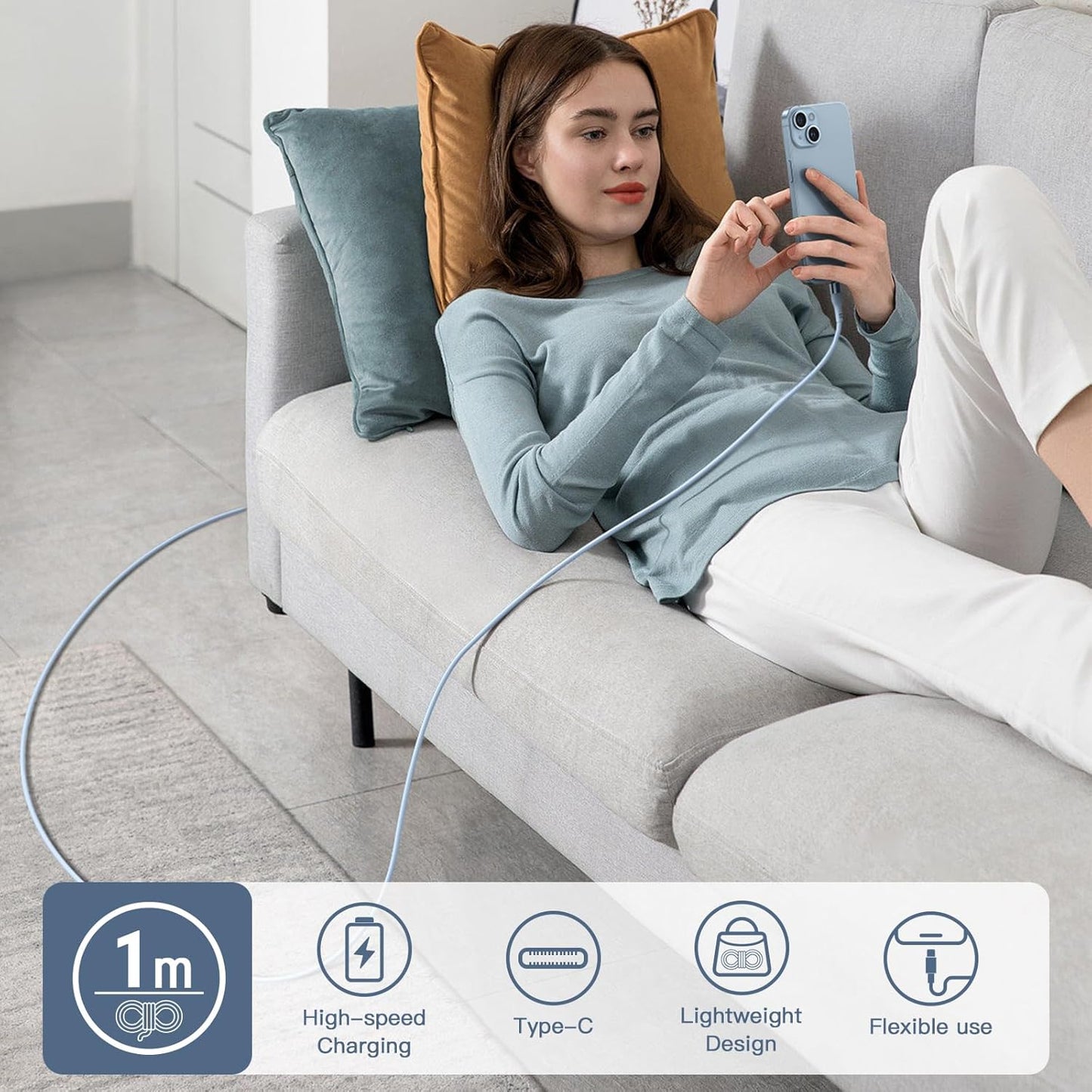 USB to USB C Cable【3PACK 3FT】 Type C Charger Cable Fast Charging, iPhone Charger USB C for iPhone 17/16/15 Pro Samsung Galaxy S24/S23/S22/S21Huawei P9 Pixel 7/6 iPad Switch PS5 etc.